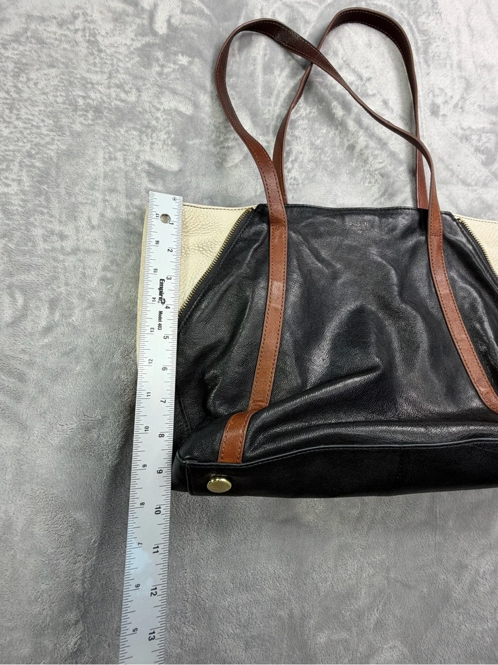 Fossil Black Leather Messenger Tote  Fall Bag Women’s Party Guest Vintage